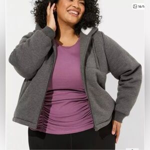 NWOT Torrid Fleece Faux Fur Lined Bomber Hooded Jacket